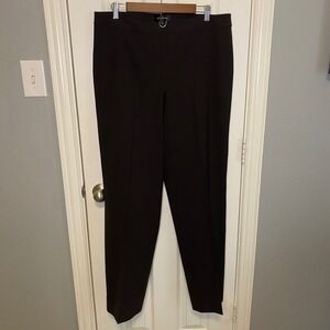 St. John Dress Pants Trousers Womens Size 14 Diana Brown Wool Blend Straight Leg
